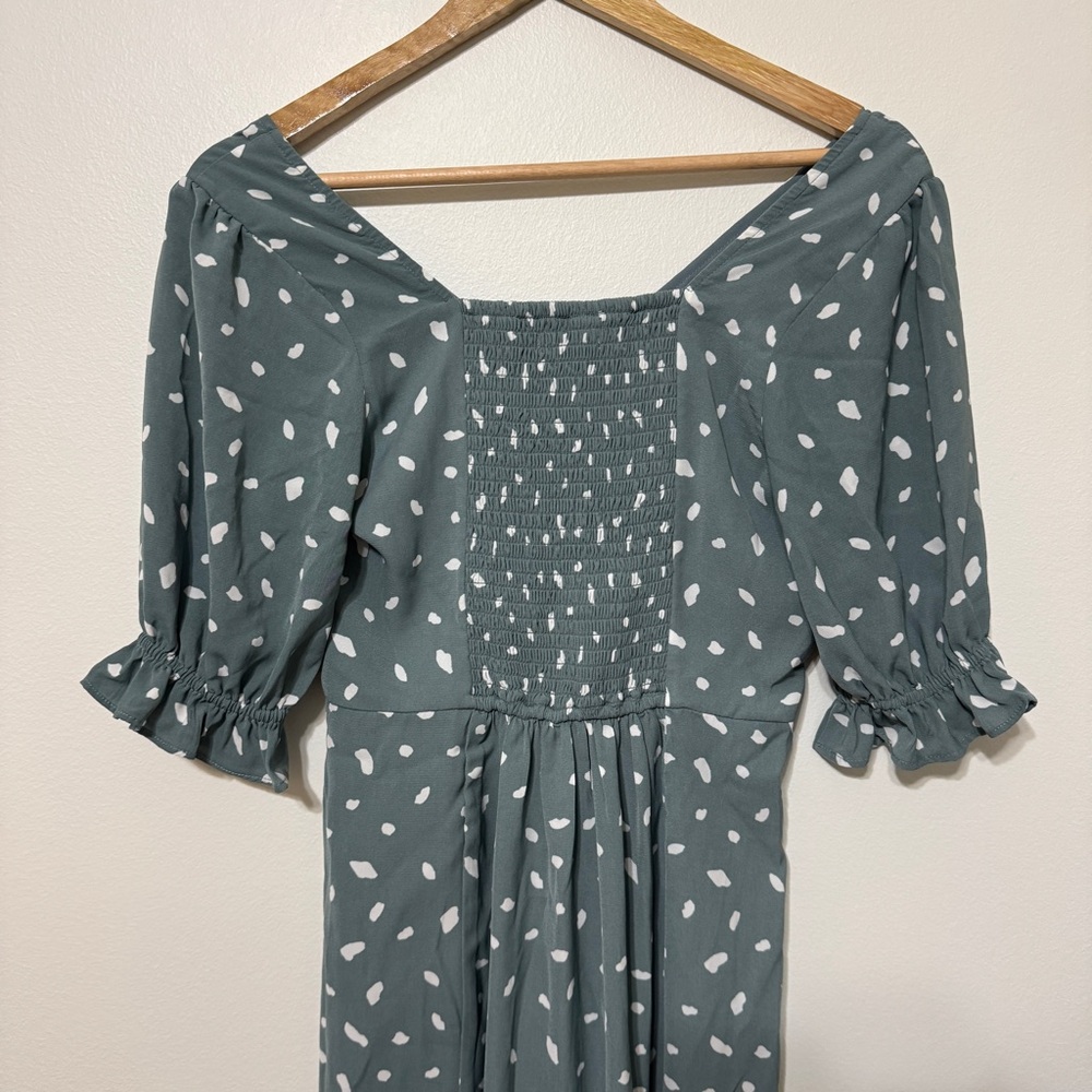 Abercrombie & Fitch Polka Dot Midi Dress Size XS Teal Green - Picture 7 of 7